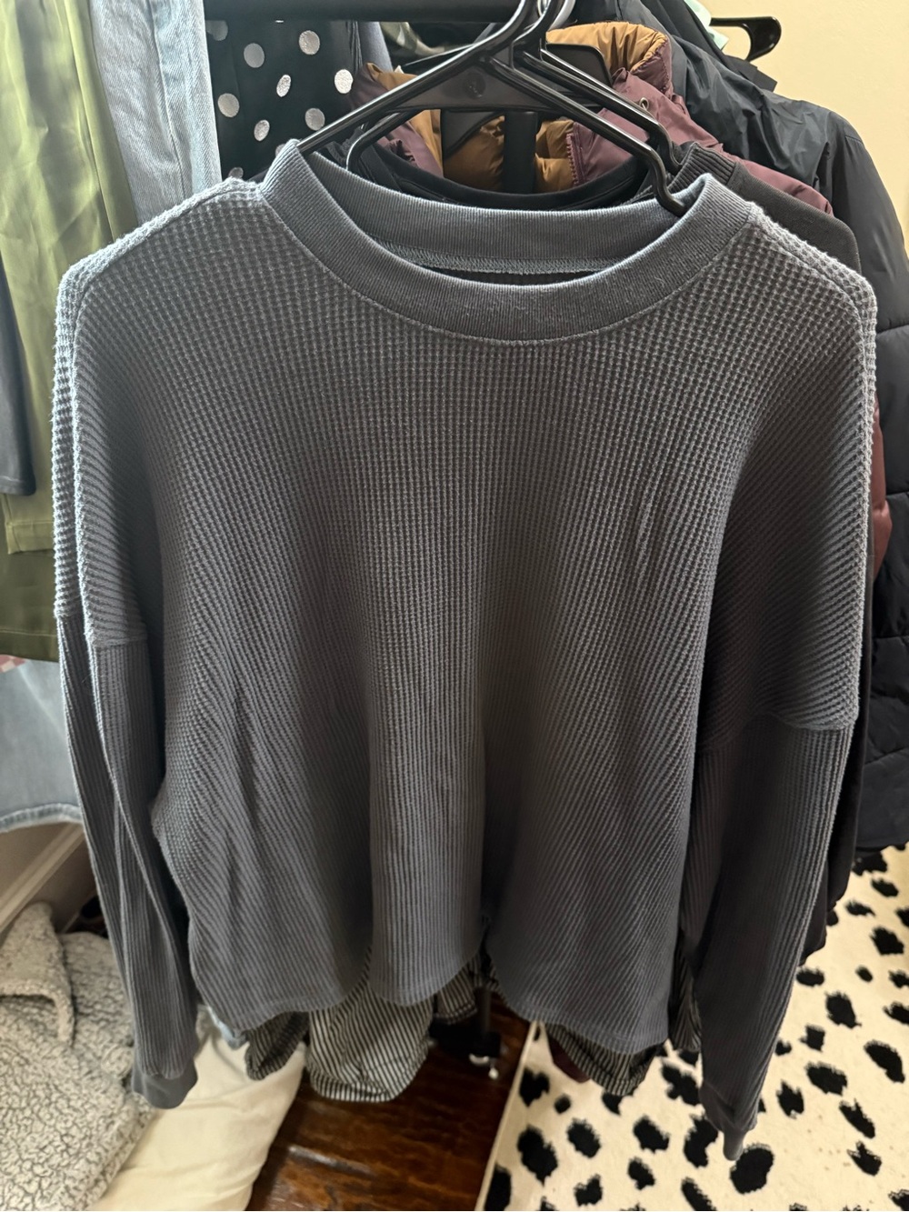 Abercrombie & Fitch Charcoal Waffle Crewneck Sweater
